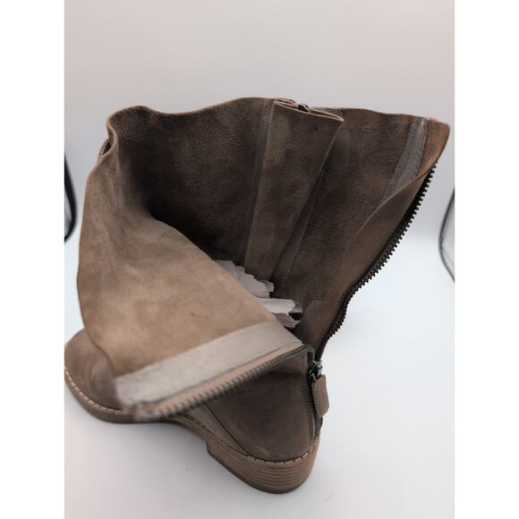 Eileen Fisher Log Two Buckle Mid Shaft Oatmeal Suede Boots Size 6.5 - Picture 9 of 10